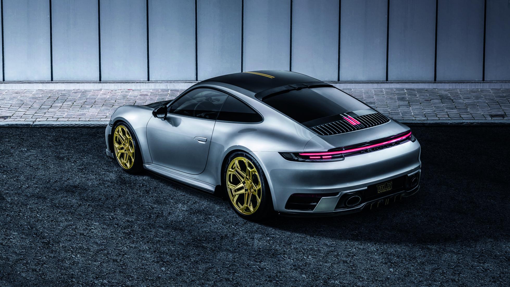 TechArt Upgrade New Porsche 911 With Some Gold Wheels and Wild Wing